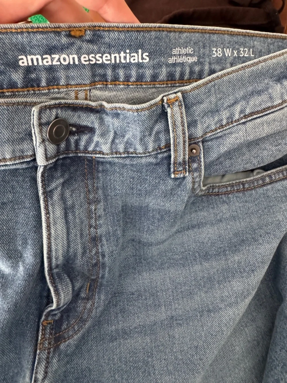Lot of 3 Amazon Essentials Men's Athletic Fit Jeans 38x32 Dark Light Wash